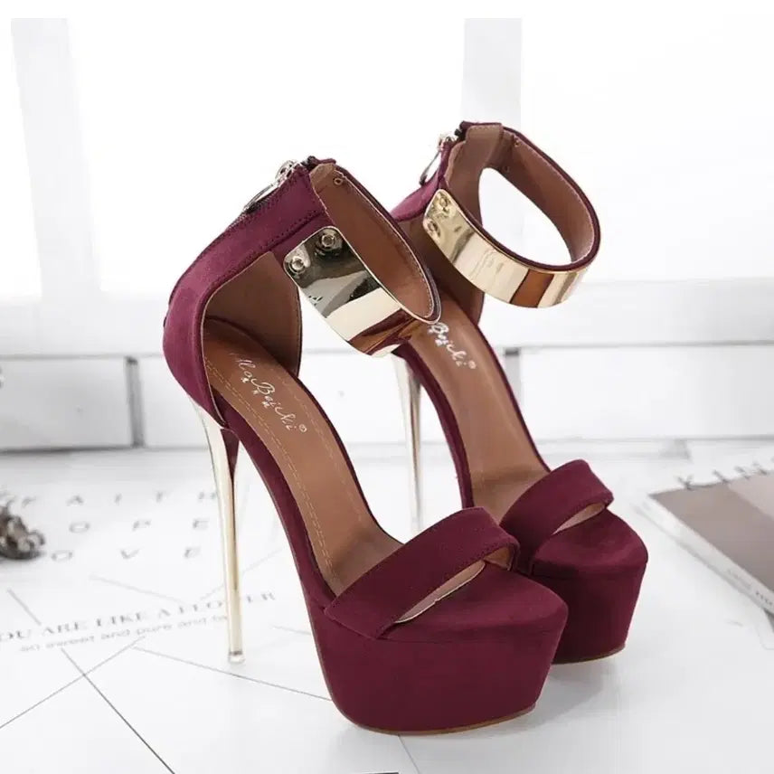 [BUNJANG] Ma Bajcki Burgundy Heeled Sandals / Ma Bajcki 버건디 힐 샌들