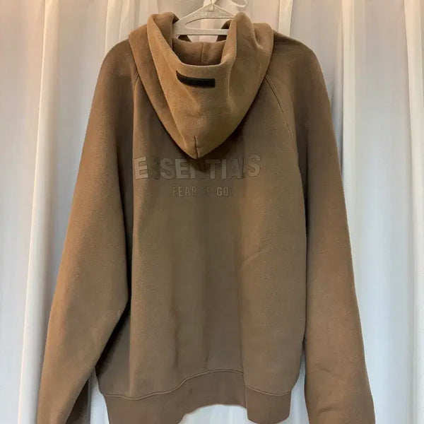 [BUNJANG] Fear of God Essentials Back Logo Hoodie (Brown, Size M) / 피어오브갓 에센셜 후드 M사이즈