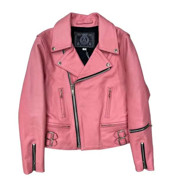 [BUNJANG] KissKarma Vintage Pink Leather Jacket / Vintage Pink Leather Jacket