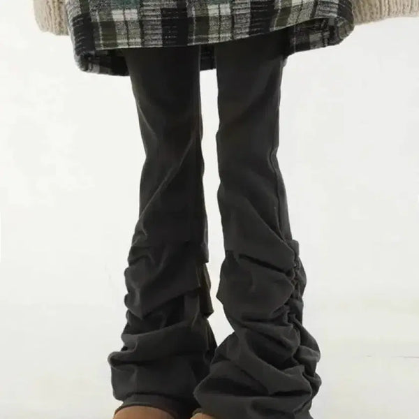 [BUNJANG] Koiseiochal Shirring Bootcut Black Pants / 모리걸 빈티지 코이세이오깔 셔링 부츠컷 블랙 팬츠