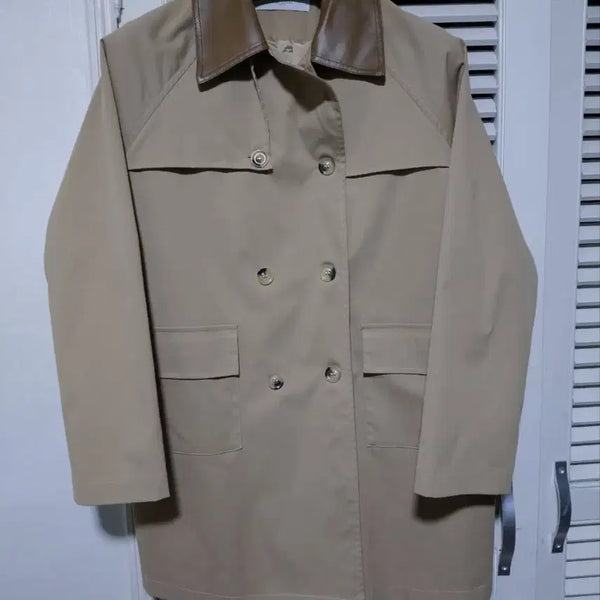 [BUNJANG] Oversized Leather Point Coat / 오버핏 F 아이잗 가죽 포인트 코트