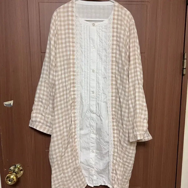 [BUNJANG] Morrigal Hagumi Vintage Gingham Check Lace Dress Yellow Beige / 모리걸 하구미 빈티지 깅엄 체크 레이스 옐로우 베이지 바선생 원피스