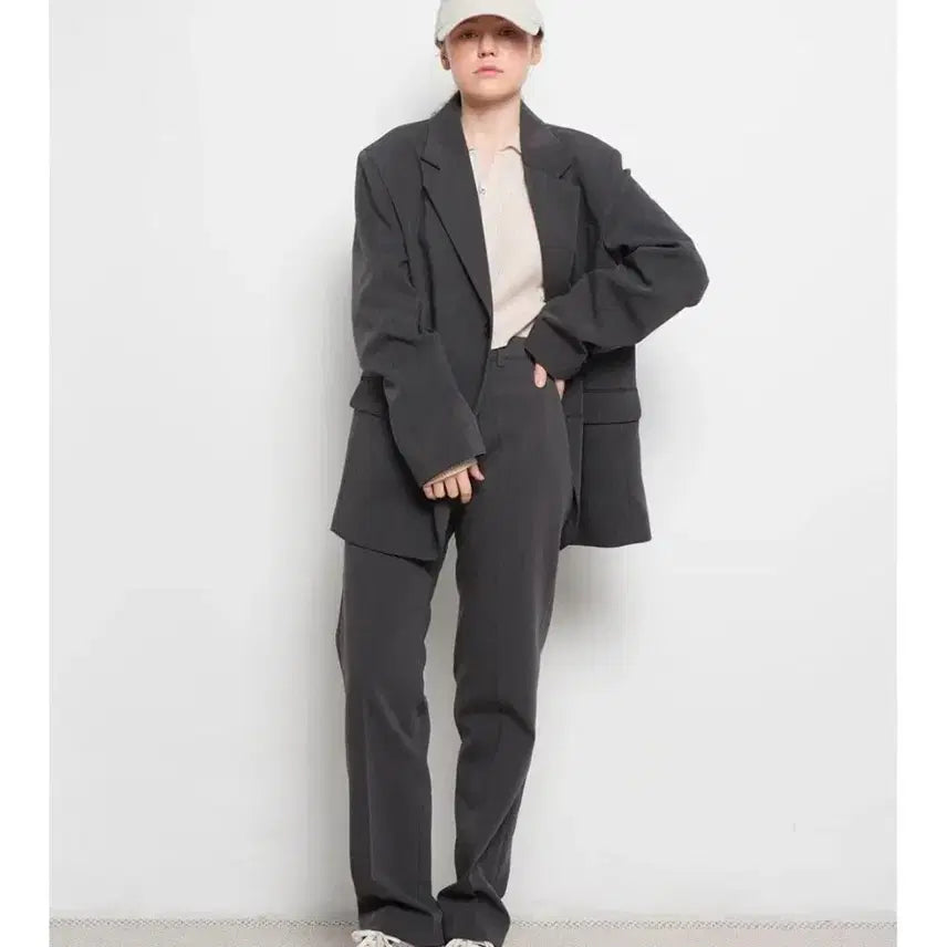 [BUNJANG] The Avon Unisex Oversized Setup Slacks Charcoal / 더에이본 유니섹스 오버핏 셋업 슬렉스 차콜