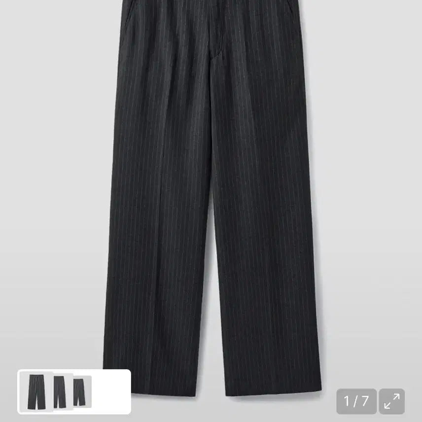 [BUNJANG] Branded Wide Stripe Slacks Charcoal 28 / 브랜디드 와이드 슬랙스 차콜스트라이프 28