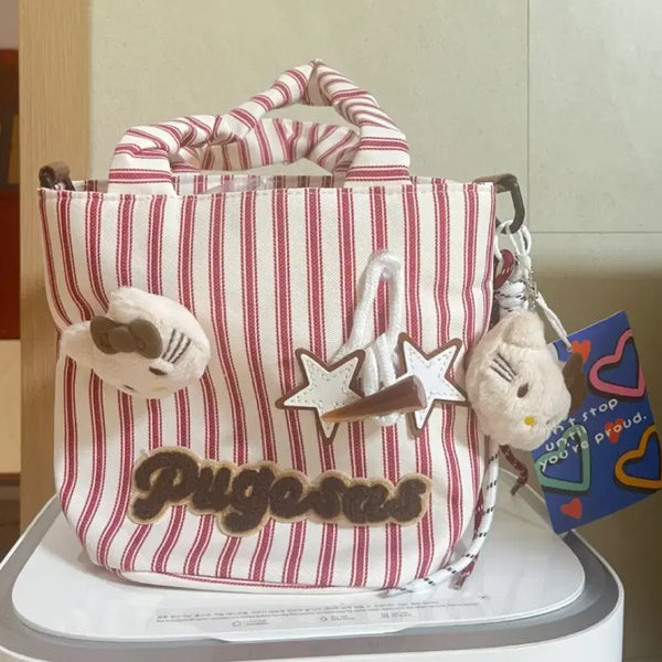 [BUNJANG] Hello Kitty Stripe Tote Bag / 헬로키티 스트라이프 토트백 새제품