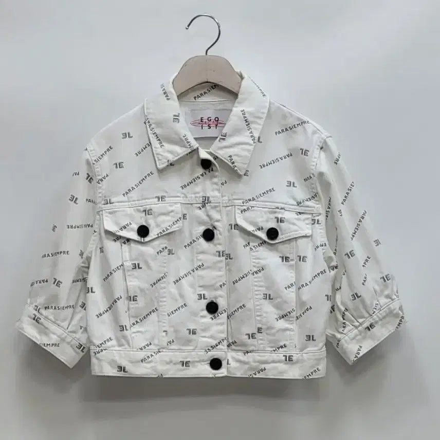[BUNJANG] EGOIST 22SS Lettering Crop Denim Jacket White / EGOIST 22SS 에고이스트 레터링 크롭 데님 자켓 / 여 55