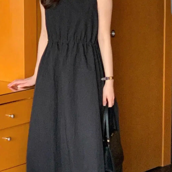[BUNJANG] Vervain V-Neck String Dress A-Line Black / 버베인 브이넥 스트링원피스 a라인 블랙
