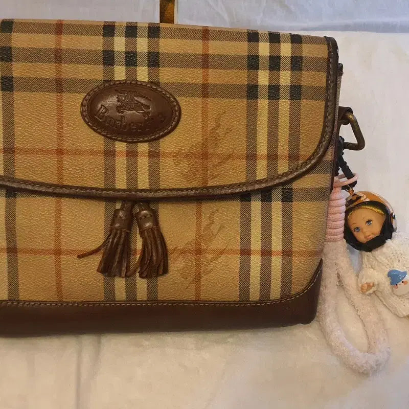 [BUNJANG] Burberry Nova Check Canvas & Brown Leather Shoulder Bag / 버버리 정품 노바체크 캔버스 & 브라운 레더 숄더백