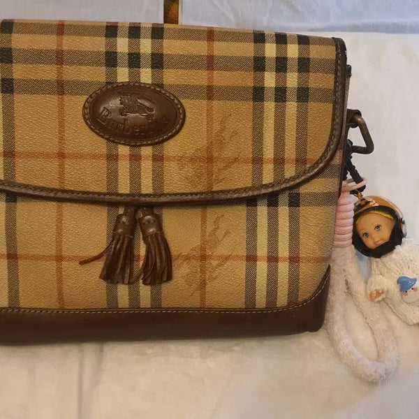 [BUNJANG] Burberry Nova Check Canvas & Brown Leather Shoulder Bag / 버버리 정품 노바체크 캔버스 & 브라운 레더 숄더백