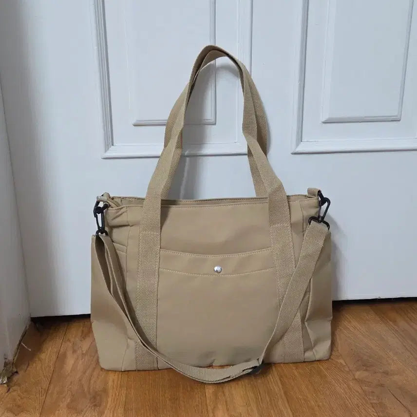 [BUNJANG] Nylon Shoulder Bag Crossbody Bag - Beige / 숄더백 크로스백 새상품