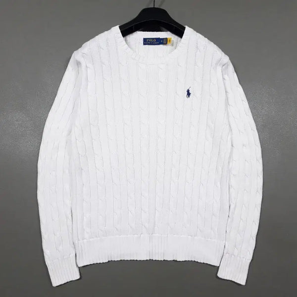 [BUNJANG] Polo Ralph Lauren 22FW Cable Knit Sweater - Women's White (Size M) / 여성 M) 폴로 랄프로렌 신형 22FW 케이블 니트 꽈배기 스웨터 화이트
