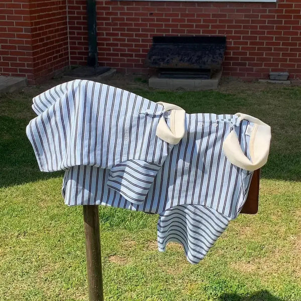 [BUNJANG] Ssdam Made Family Striped Collar T-shirt Set / 쓰담쓰담 쓰담메이드 패밀리 반팔 줄무늬 카라티