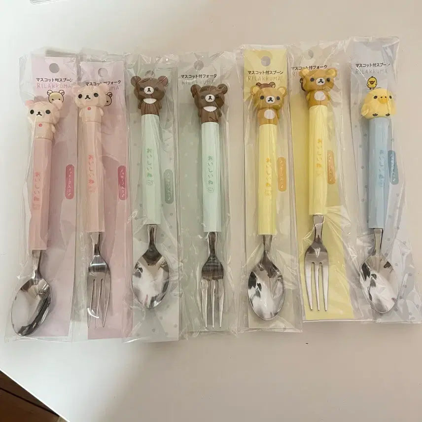 [BUNJANG] Rilakkuma Mascot Spoon and Fork Cutlery Set / 리락쿠마 마스코트 숟가락 포크 개당 수저 커트러리
