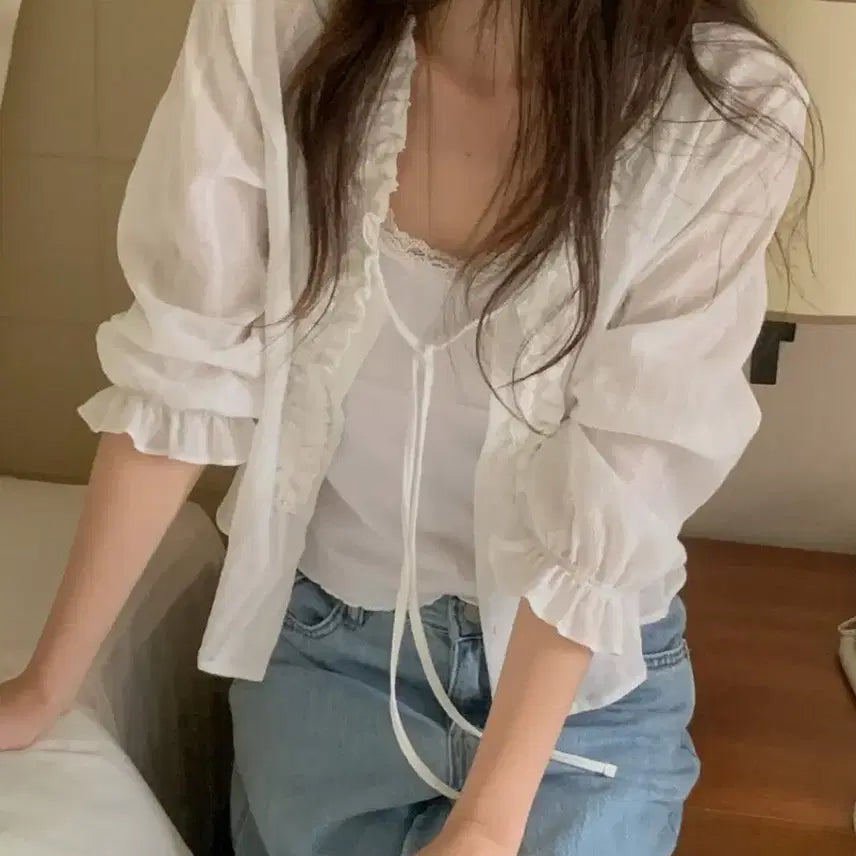 [BUNJANG] Miel Berry Summer Frill Blouse / 미엘 miel 베리 여름 프릴 블라우스