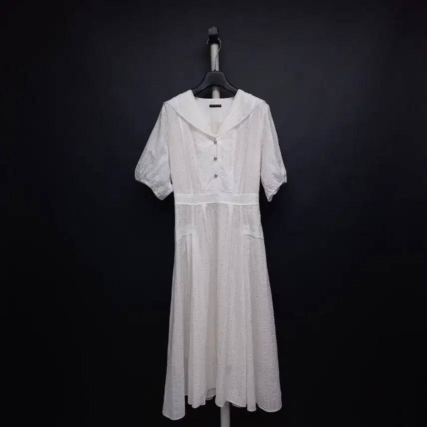 [BUNJANG] Sisley Spring Summer Flare Maxi Long Dress White Cotton Blend Size 42 / 새 시슬리 춘하 플레어 맥시 롱 원피스 55
