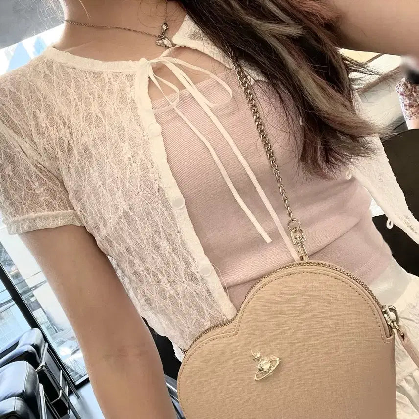 [BUNJANG] 3 times See-through White Lace Cardigan Blouse / 쓰리타임즈 시스루 화이트 레이스 가디건 블라우스 시즈니룩