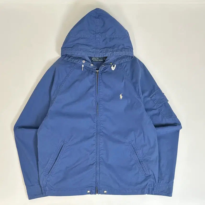 [BUNJANG] Polo Ralph Lauren White Pony Blue Full Zip Hoodie Jacket (M) / Polo 폴로 랄프로렌 화이트포니 블루 후드집업 자켓  (M)