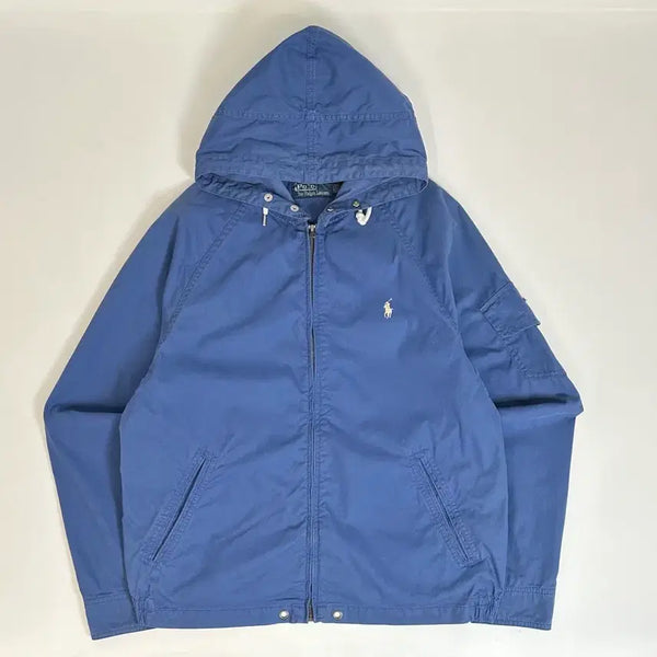 [BUNJANG] Polo Ralph Lauren White Pony Blue Full Zip Hoodie Jacket (M) / Polo 폴로 랄프로렌 화이트포니 블루 후드집업 자켓  (M)