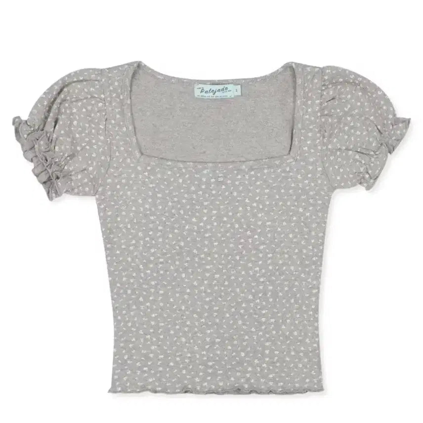 [BUNJANG] Pale Jade Wave Tee Vintage Flower Puff Short Sleeve / 페일제이드 페제 웨이브 티 빈티지플라워 당일배송 반팔 퍼프 그레이
