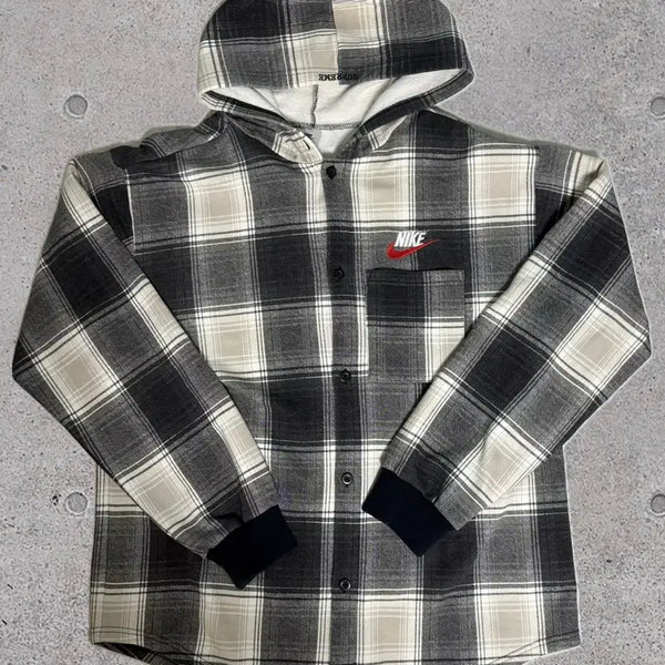 [BUNJANG] Supreme x Nike 18FW Plaid Hooded Sweatshirt Black / [XL/새상품급] 18FW 슈프림 나이키 플래드 후드 스웻셔츠 블랙