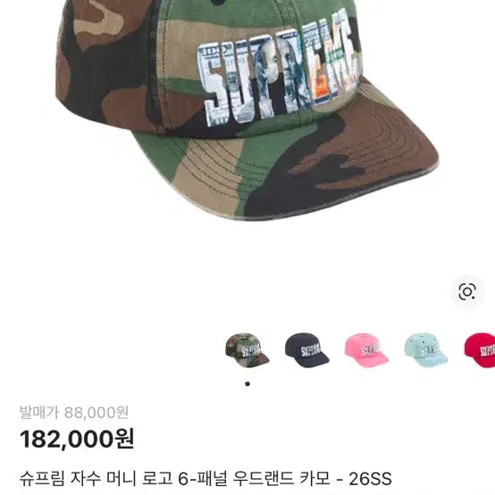 [BUNJANG] Supreme Embroidered Money Logo 6-Panel Woodland Camo Hat OS / 슈프림 자수 머니 로고 6-패널 우드랜드 카모 os
