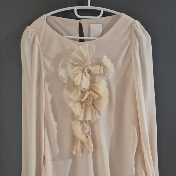 [BUNJANG] Ozzie Coen Chiffon Frill Blouse / 한섬 오즈세컨 쉬폰 프릴 블라우스