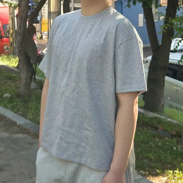 [BUNJANG] Men's Semi-Crop Cotton T-Shirt / 새상품) 면 세미크롭 남성티셔츠