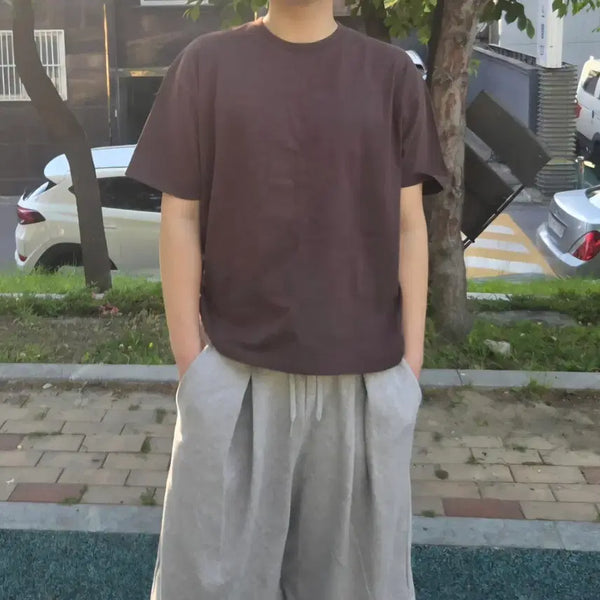 [BUNJANG] Brown Men's Cropped Cotton T-Shirt / 새상품) 브라운 남성크롭면티셔츠