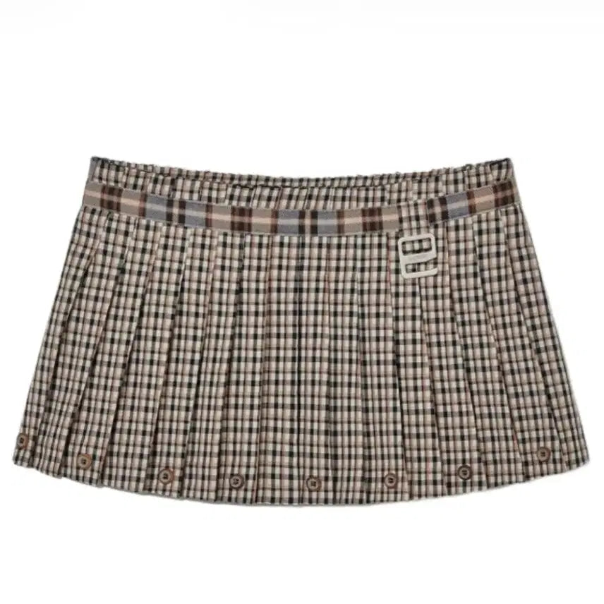 [BUNJANG] Glowny Russell Plaid Mini Skirt Brown XS / [새상품] 글로니 러셀 미니 스커트 브라운 xs