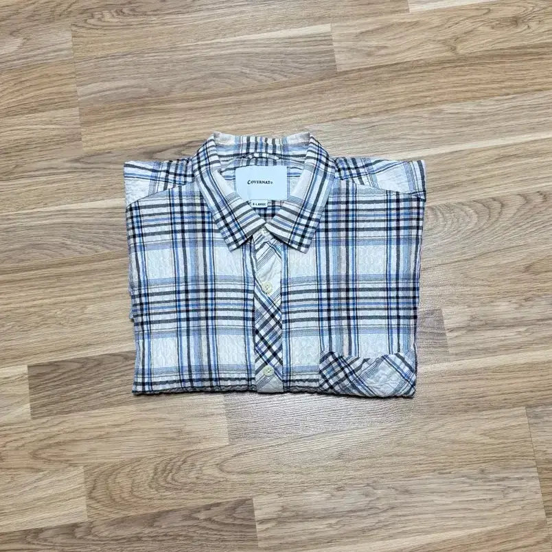 [BUNJANG] Covernat C Logo Check Half Shirt Navy XL / [새상품] 커버낫 C 로고 체크 하프 셔츠 네이비 XL
