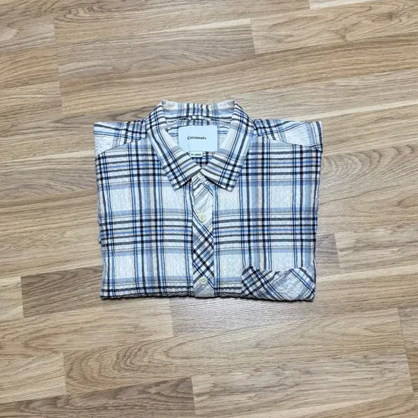 [BUNJANG] Covernat C Logo Check Half Shirt Navy XL / [새상품] 커버낫 C 로고 체크 하프 셔츠 네이비 XL