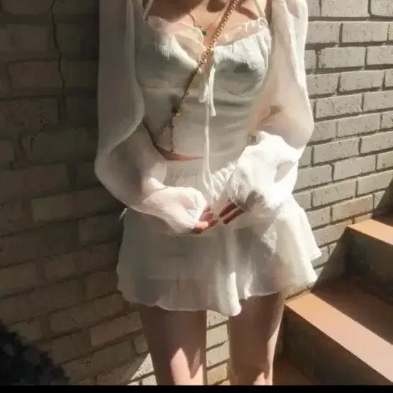 [BUNJANG] Cloud Emotion Mozbi Chiffon Tiered Skirt / 클라우드이모션 모즈비 쉬폰 캉캉스커트