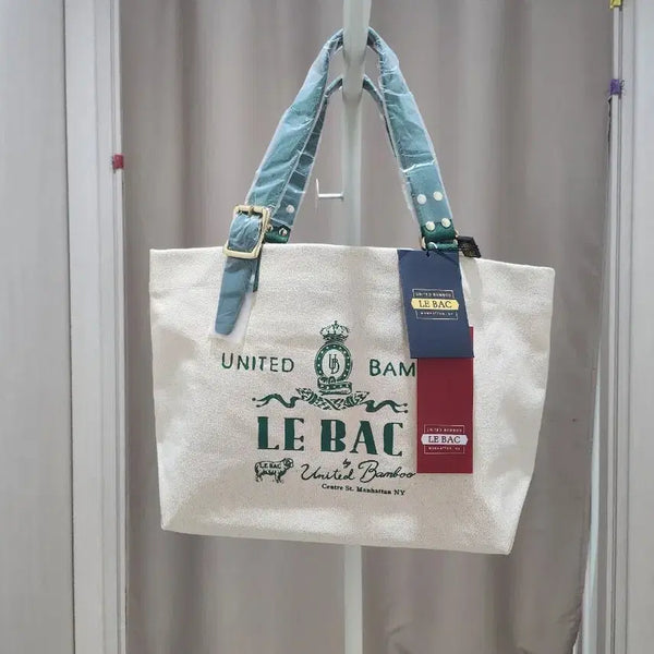 [BUNJANG] LE BAC Ivory Tote Bag with Green Strap / LE BAC 르백 에코백 그린끈/ 아이보리.무료배송