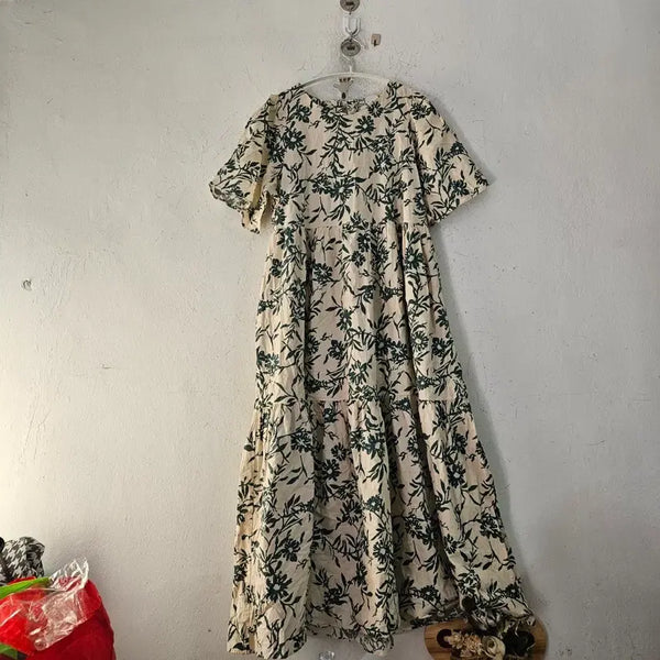 [BUNJANG] Flower Pattern Short Sleeve Long Dress / 플라워 패턴 롱 원피스 반팔 55