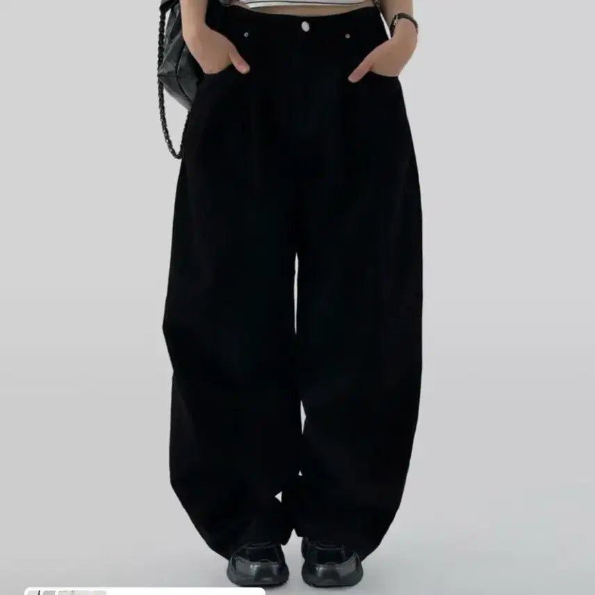 [BUNJANG] Autumn Barrel Wide Pants - Black / [미착용] 어텀 베럴 와이드 팬츠 바지 벌룬 블랙
