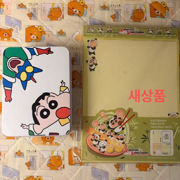 [BUNJANG] Crayon Shin-chan Tin Case & Large Memo Pad Set / 짱구 틴케이스 / 뜯어쓰는 대형 메모지