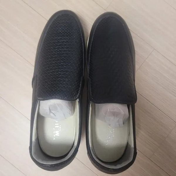 [BUNJANG] Men's Black Leather Slip-on Shoes (Size 280) / 새상품 블랙 가죽 남성 슬립온280