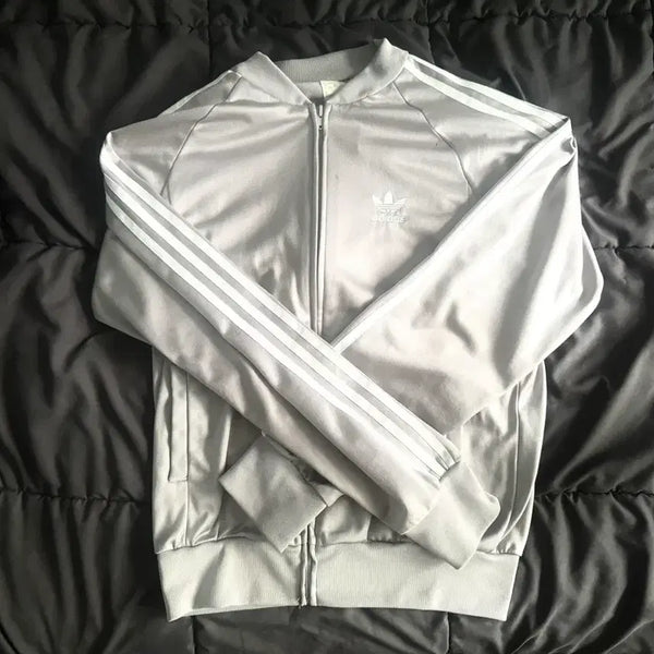 [BUNJANG] Adidas Trefoil Logo Track Top Jersey Silver Grey 95 / 아디다스 백 그래픽 트레포일 로고 트랙탑 져지 실버 그레이 95