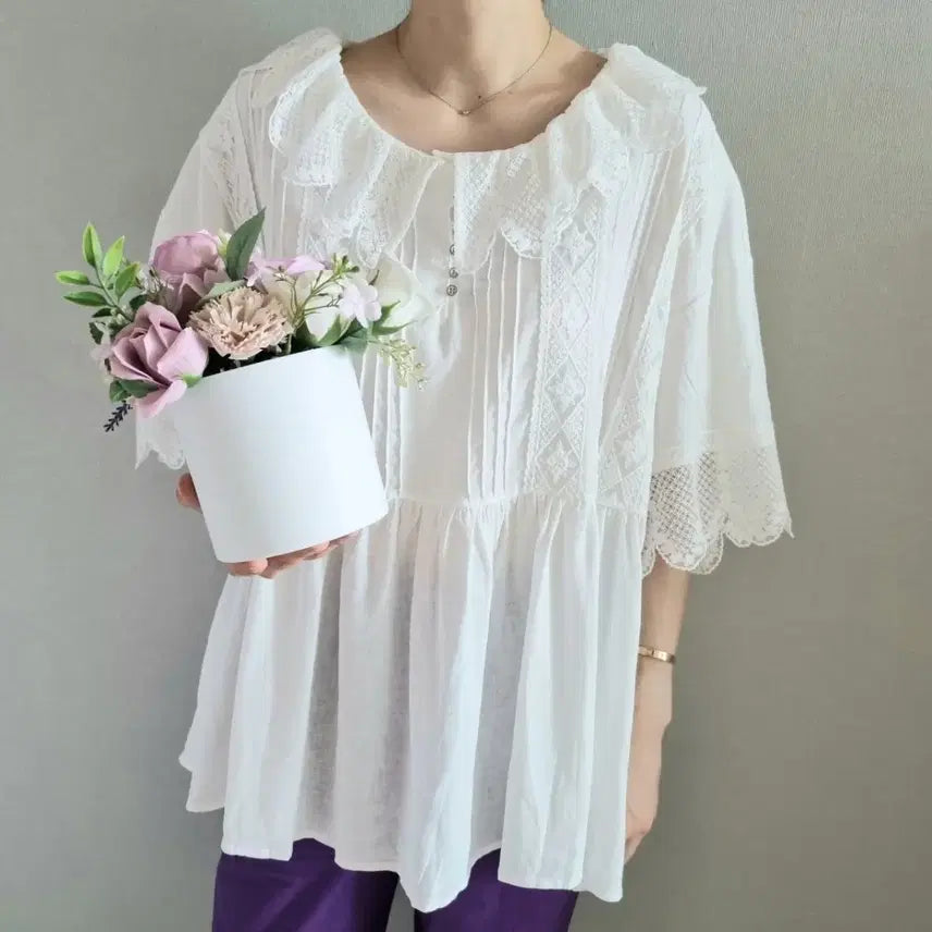 [BUNJANG] Big Lace Blouse / 빅 레이스 블라우스