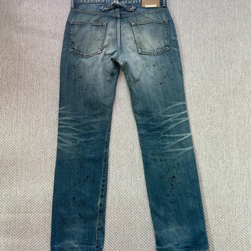 [BUNJANG] Soffnet Painting Cinch Pack Honeycomb Denim Pants / 소프넷 페인팅 신치팩 허니콤 데님팬츠