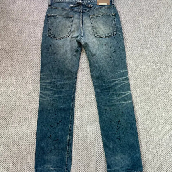 [BUNJANG] Soffnet Painting Cinch Pack Honeycomb Denim Pants / 소프넷 페인팅 신치팩 허니콤 데님팬츠
