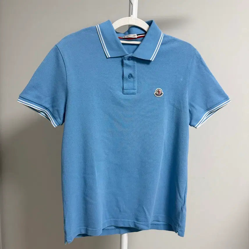 [BUNJANG] Moncler Cotton Pique Caré Short Sleeve Polo T-Shirt Sky Blue / 몽클레어 카라 반팔티 (스카이블루)