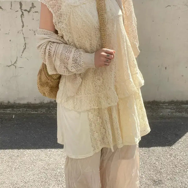 [BUNJANG] Vintage Mori Girl Lace Coord Set / Vtg 페어리 모리걸 레이스 풀 코디 세트