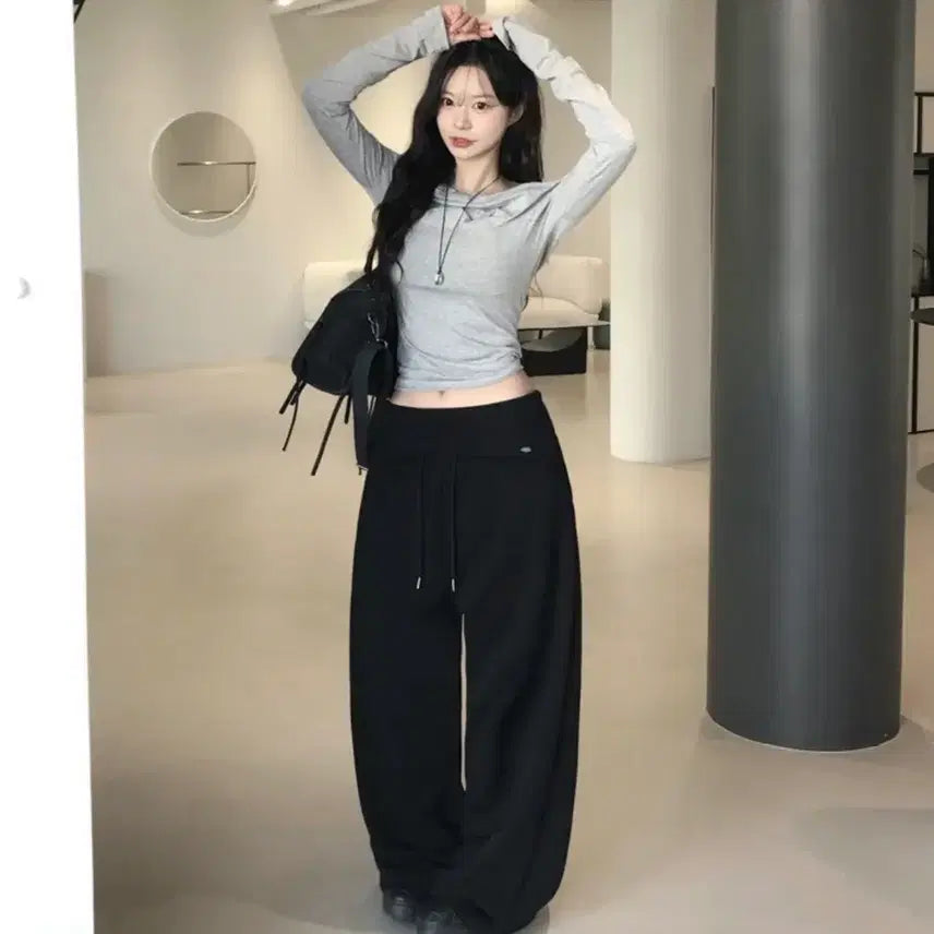 [BUNJANG] Wide Banding Folding Training Pants / 새상품 와이드 밴딩 폴딩 트레이닝 팬츠