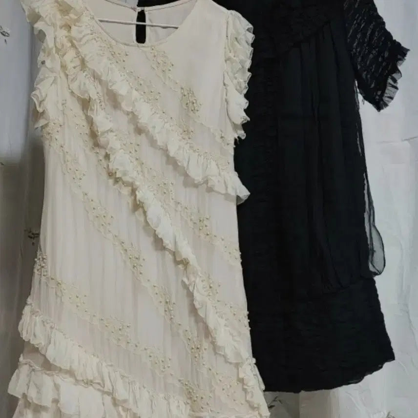 [BUNJANG] Silk 100% Dress (Ivory, Black) / 실크원피스(아이보리.블랙) 일괄판매