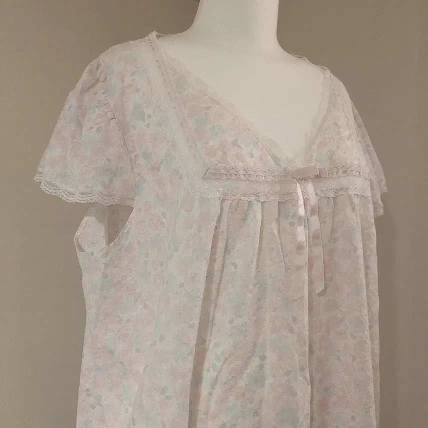 [BUNJANG] Vintage Lace Floral Pattern Pajama Dress / [할인급처] 빈티지 파자마 원피스 레이스 플라워패턴