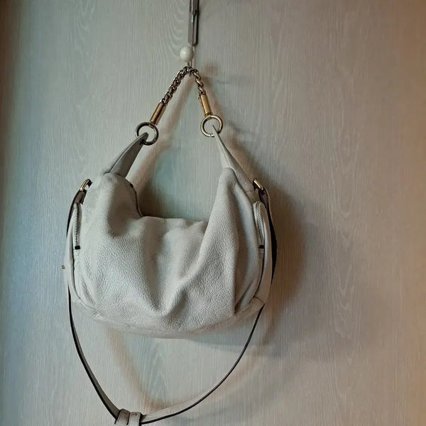 [BUNJANG] Furla Ivory Leather Hobo Shoulder Chain Bag / FURLA.  아이보리 레더 호보백 숄더백 체인백