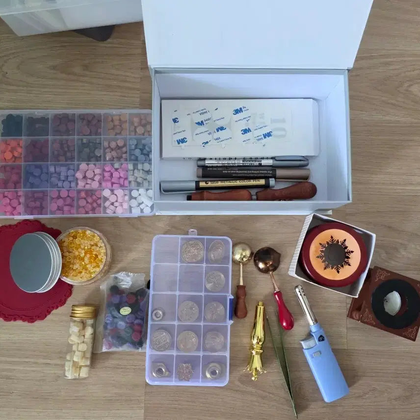 [BUNJANG] Sealing Wax Stamp Set with Wax, Spoon, and Seal / 실링왁스 도장 세트 (왁스, 스푼, 인장 등)