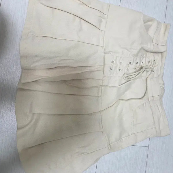 [BUNJANG] Ivory Corset Pleats Mini Skirt / 아이보리 코르셋 플리츠 미니스커트
