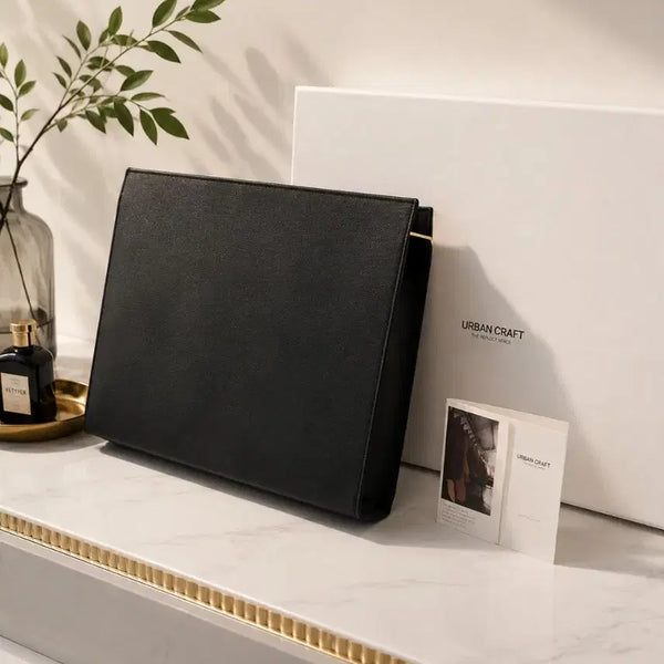 [BUNJANG] Abner Black Genuine Leather Clutch Bag / Briefcase / Tablet Pouch / [클러치백] (국내 소가죽) 클러치백, 서류가방  (태블릿 파우치)